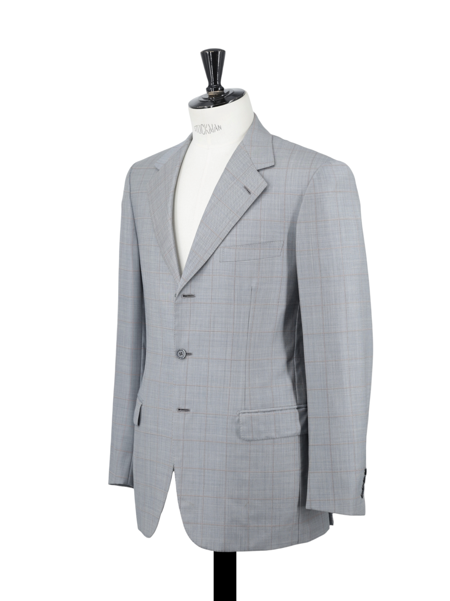 Brioni Light Grey & Red Fine-Wool Windowpane Nomentano Jacket