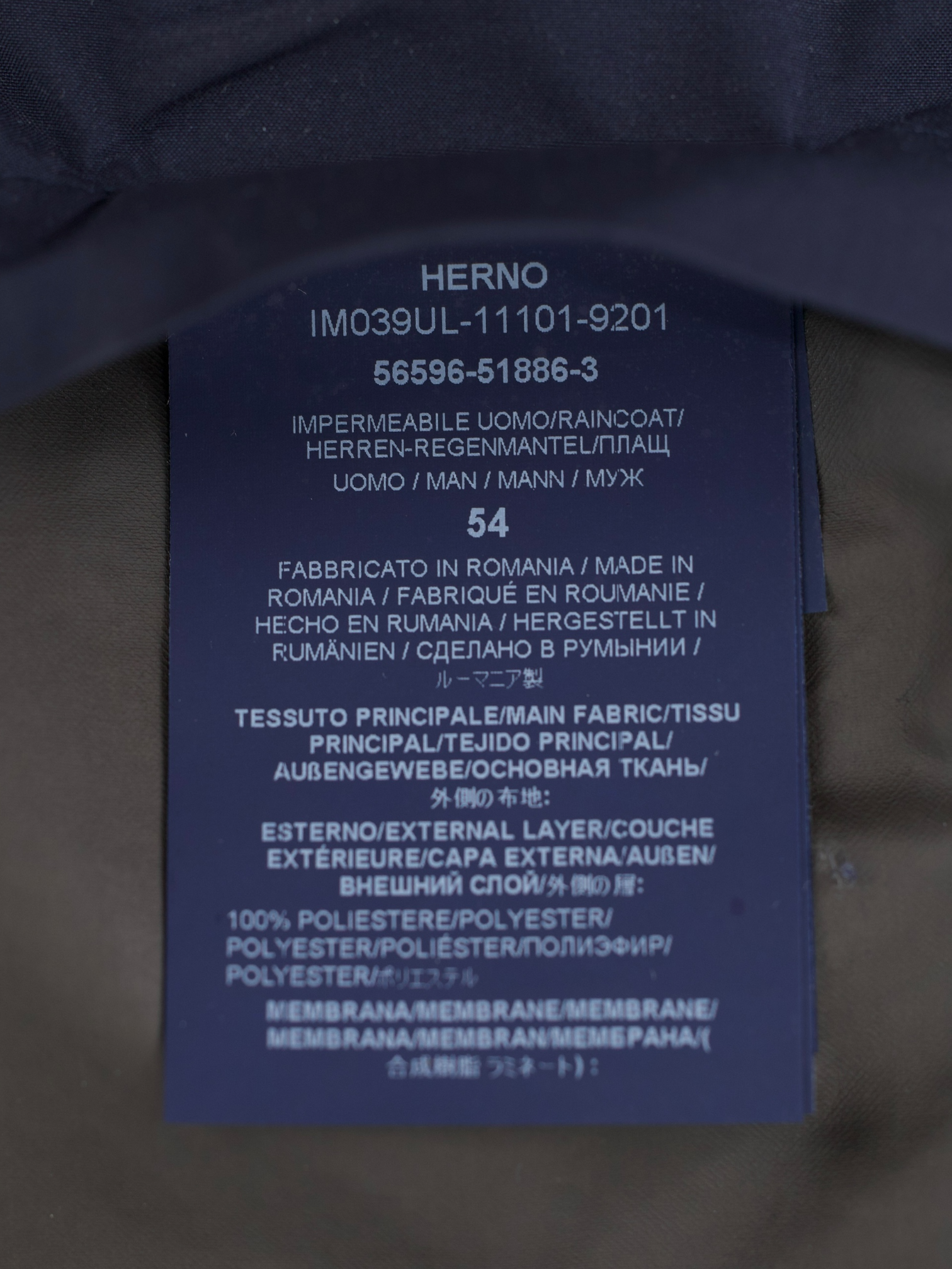 Herno Navy Laminar Gore-Tex Rainjacket