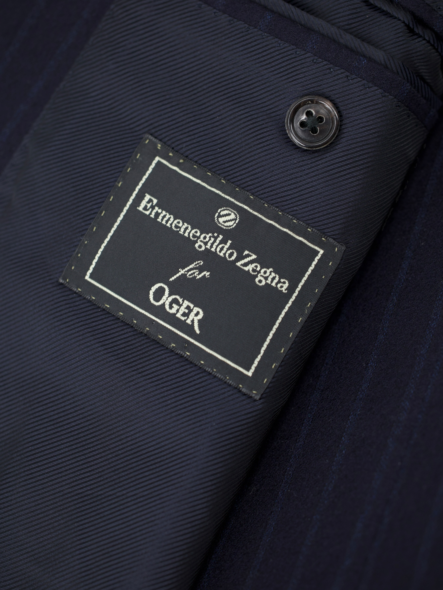 Ermenegildo Zegna Vintage Navy Wool & Cashmere Flannel Pinstripe Suit