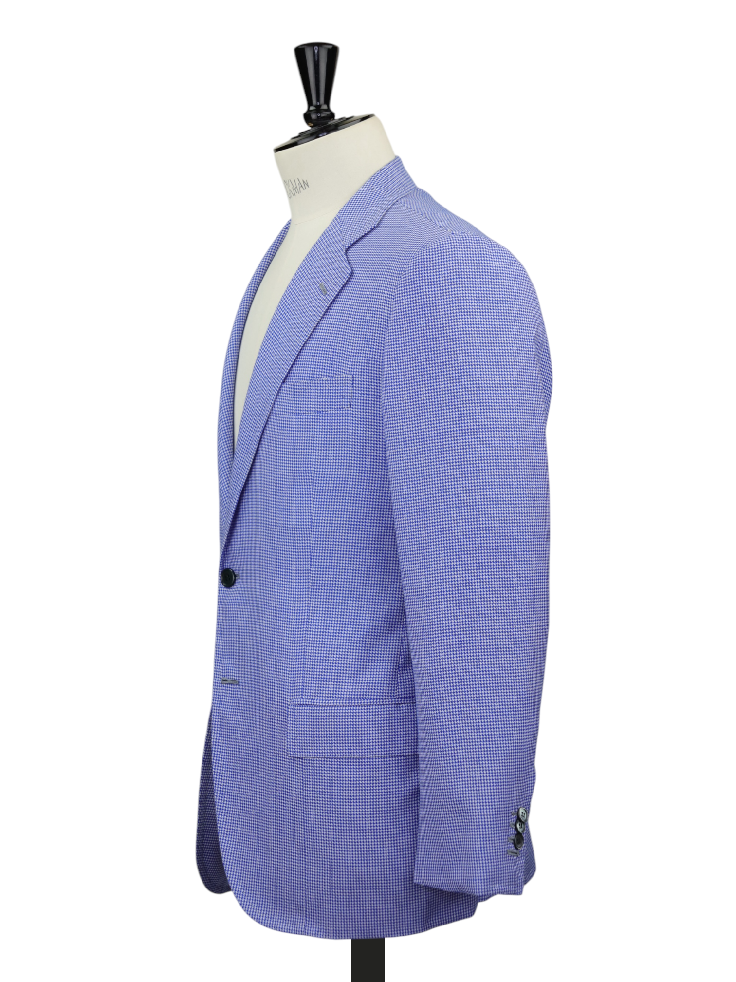 Kiton Light Blue Extrafine-Wool Pied de Poule "Lasa" Jacket