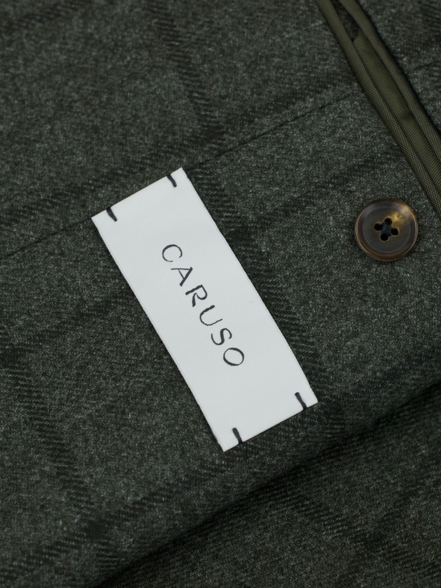 Caruso Sage Green Wool, Cotton & Cashmere Windowpane Aida Jacket