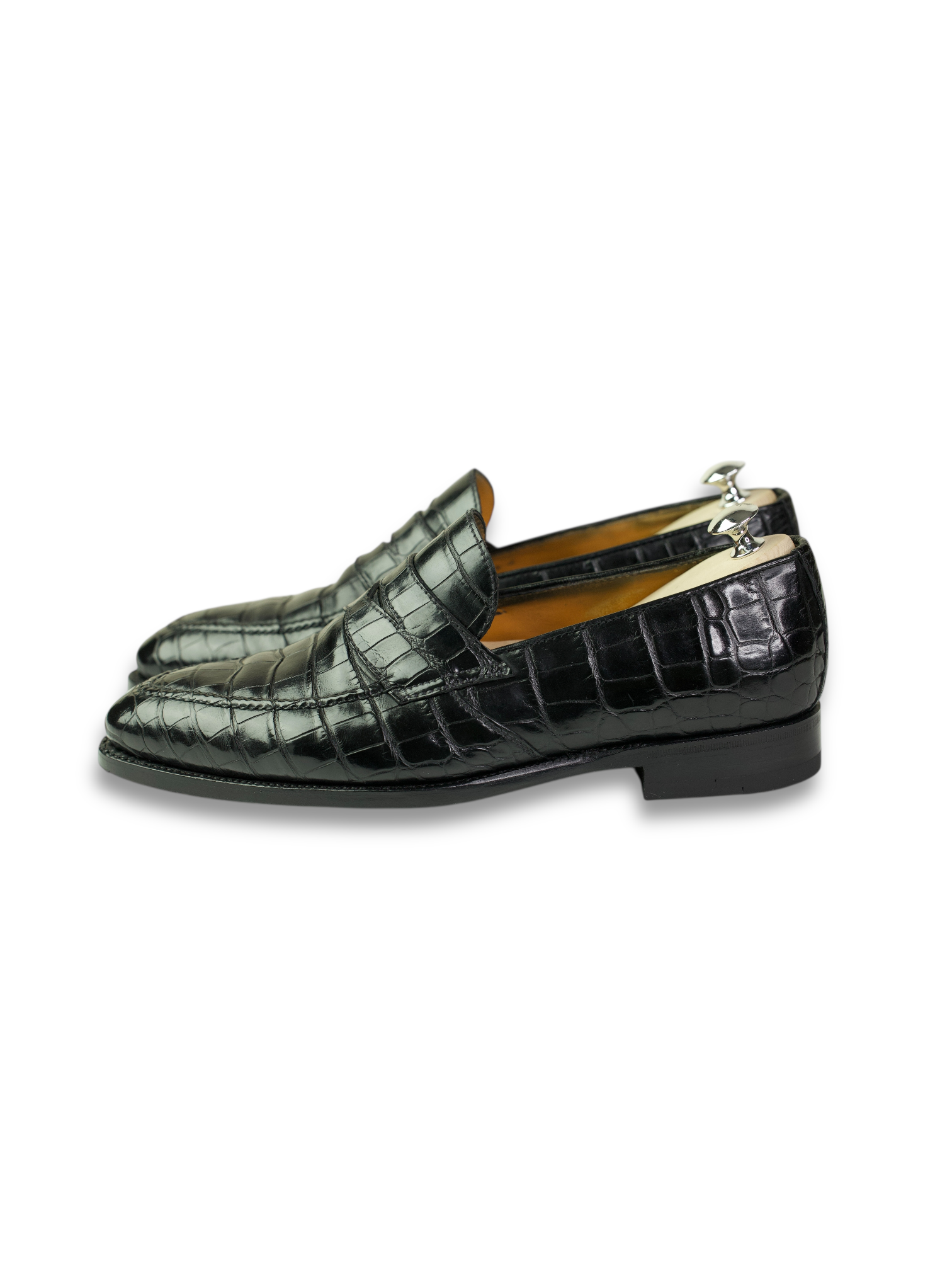 Bontoni Black Principe Alligator Penny Loafer