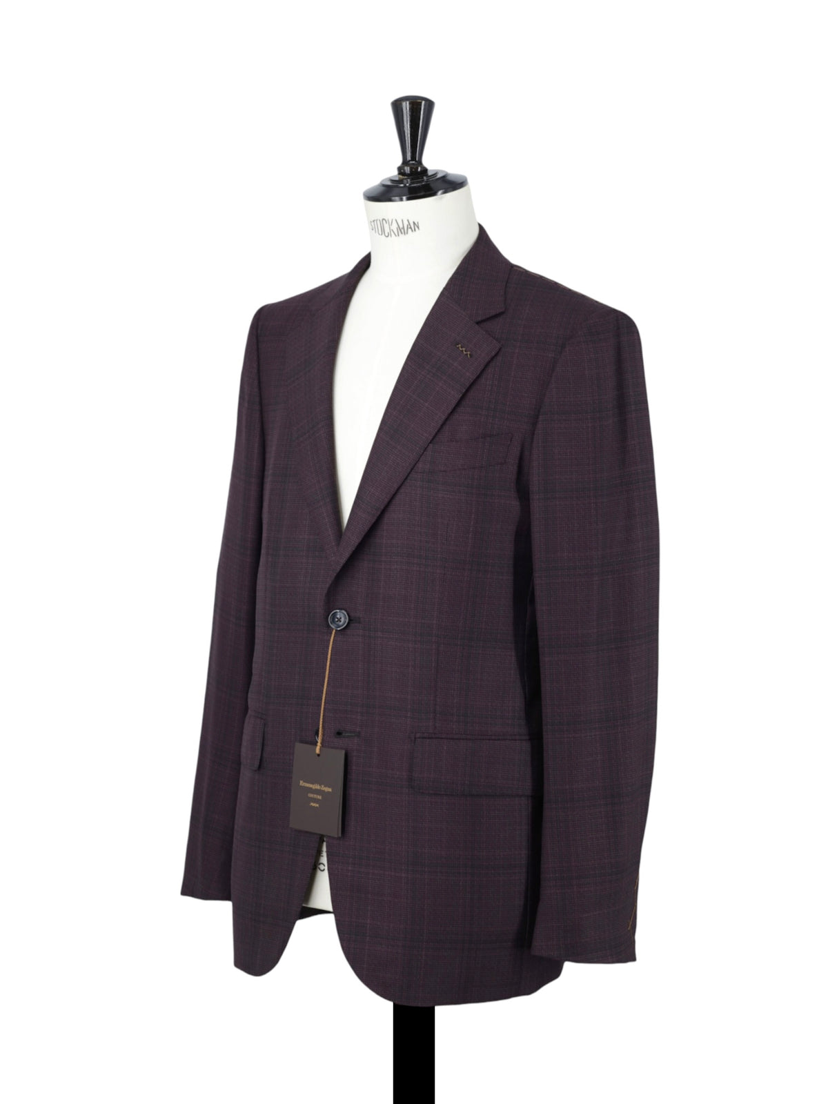 Ermenegildo Zegna Couture Burgundy "Centoventimila" Wool Checkered Jacket
