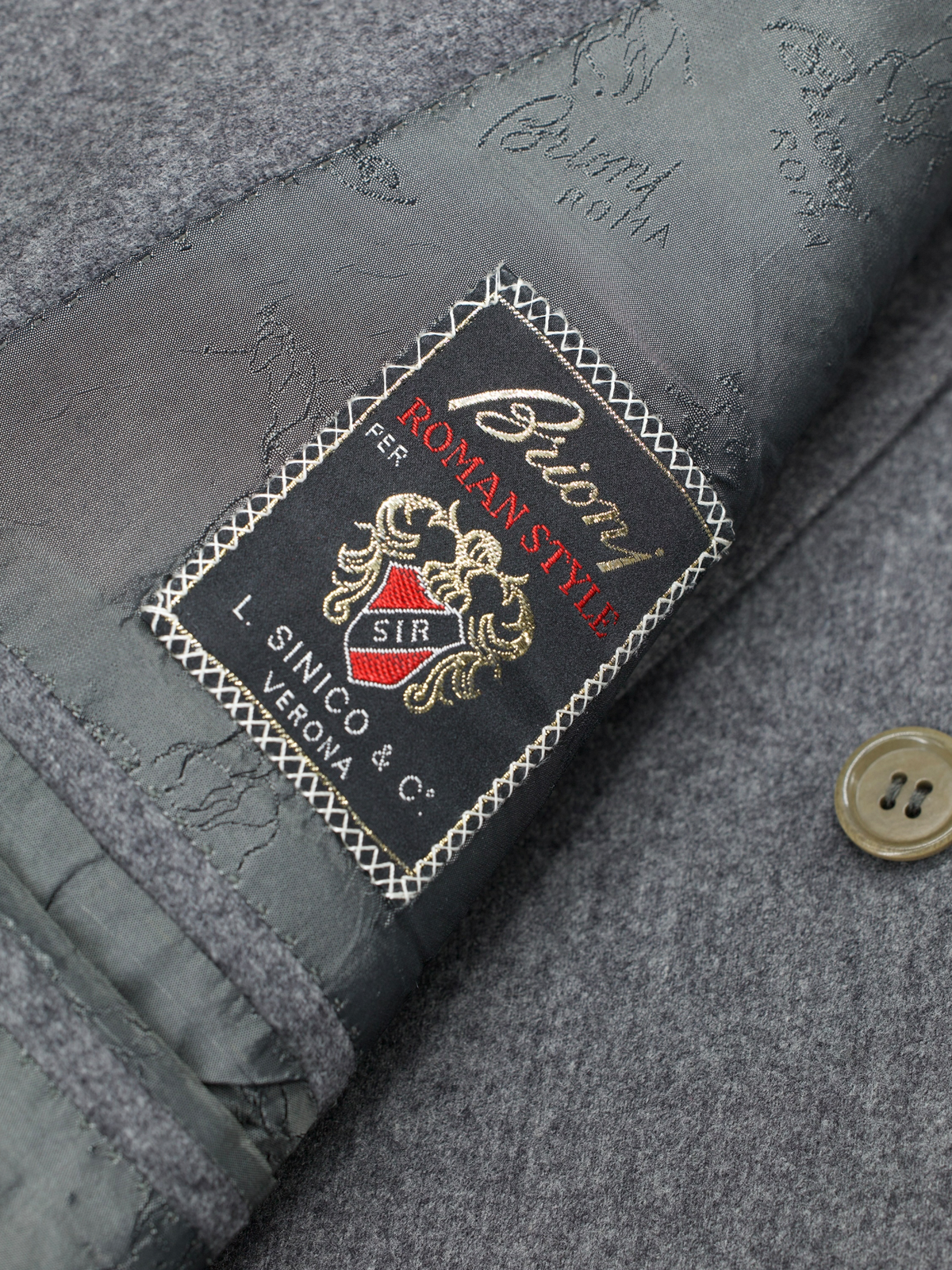 Brioni Grey Vintage Double-Breasted Wool-Flannel Roman-Style Jacket