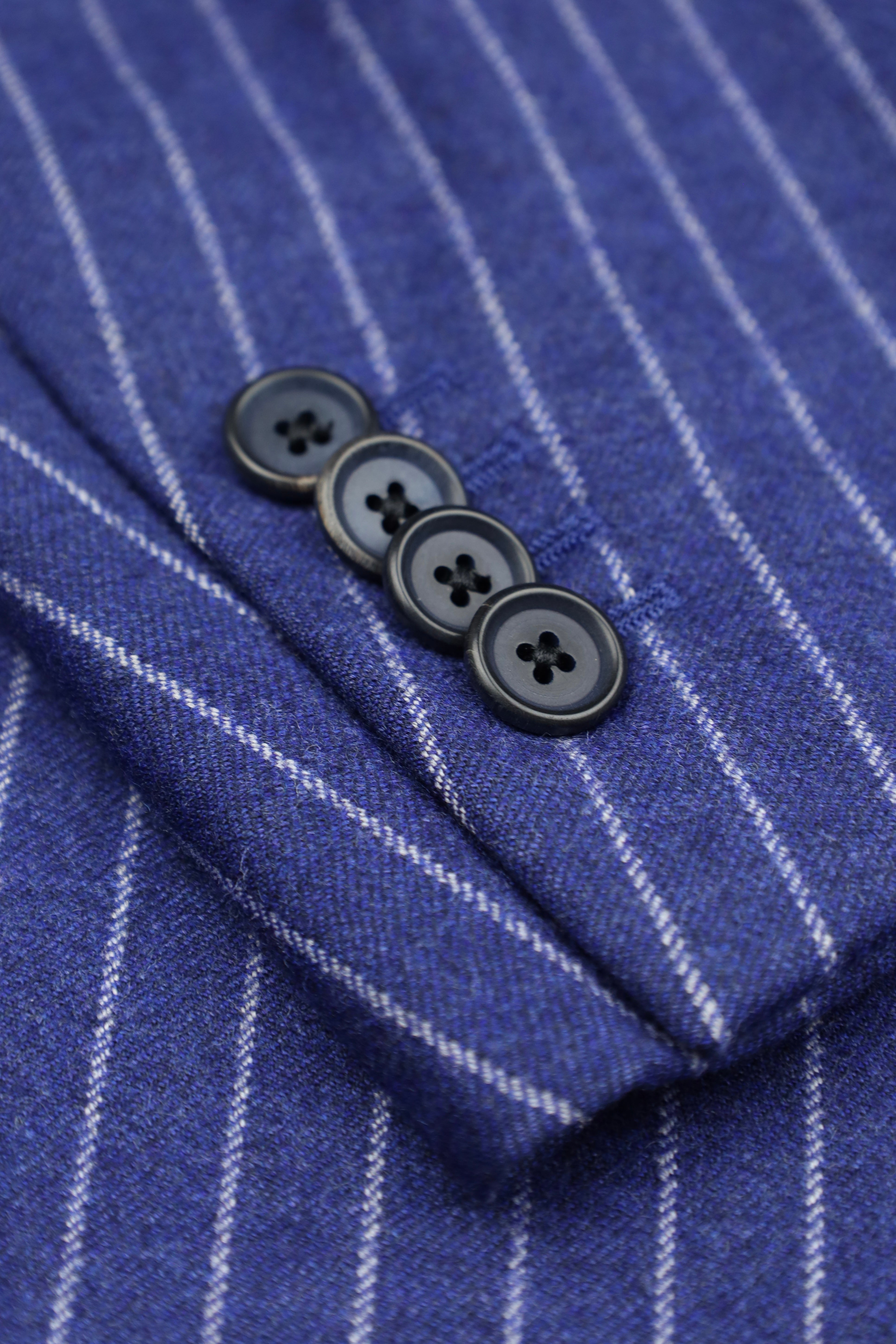 Caruso Blue Loro Piana Wool & Cashmere Flannel Pinstripe Suit
