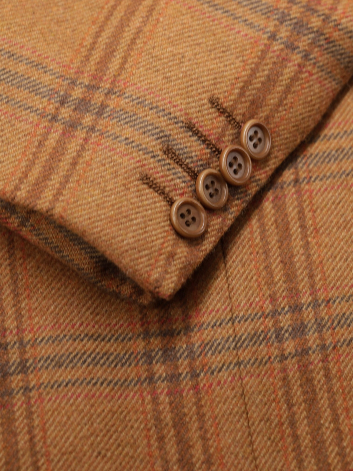 Kiton Orange & Brown Pure Cashmere Checkered Jacket