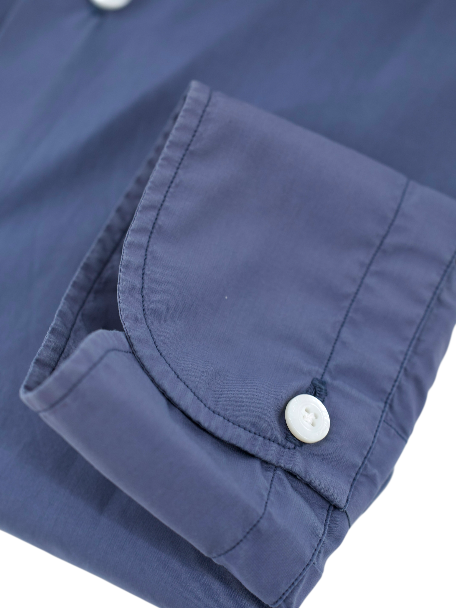 Finamore Steel Grey Poplin Cotton Button-Down Collar Shirt