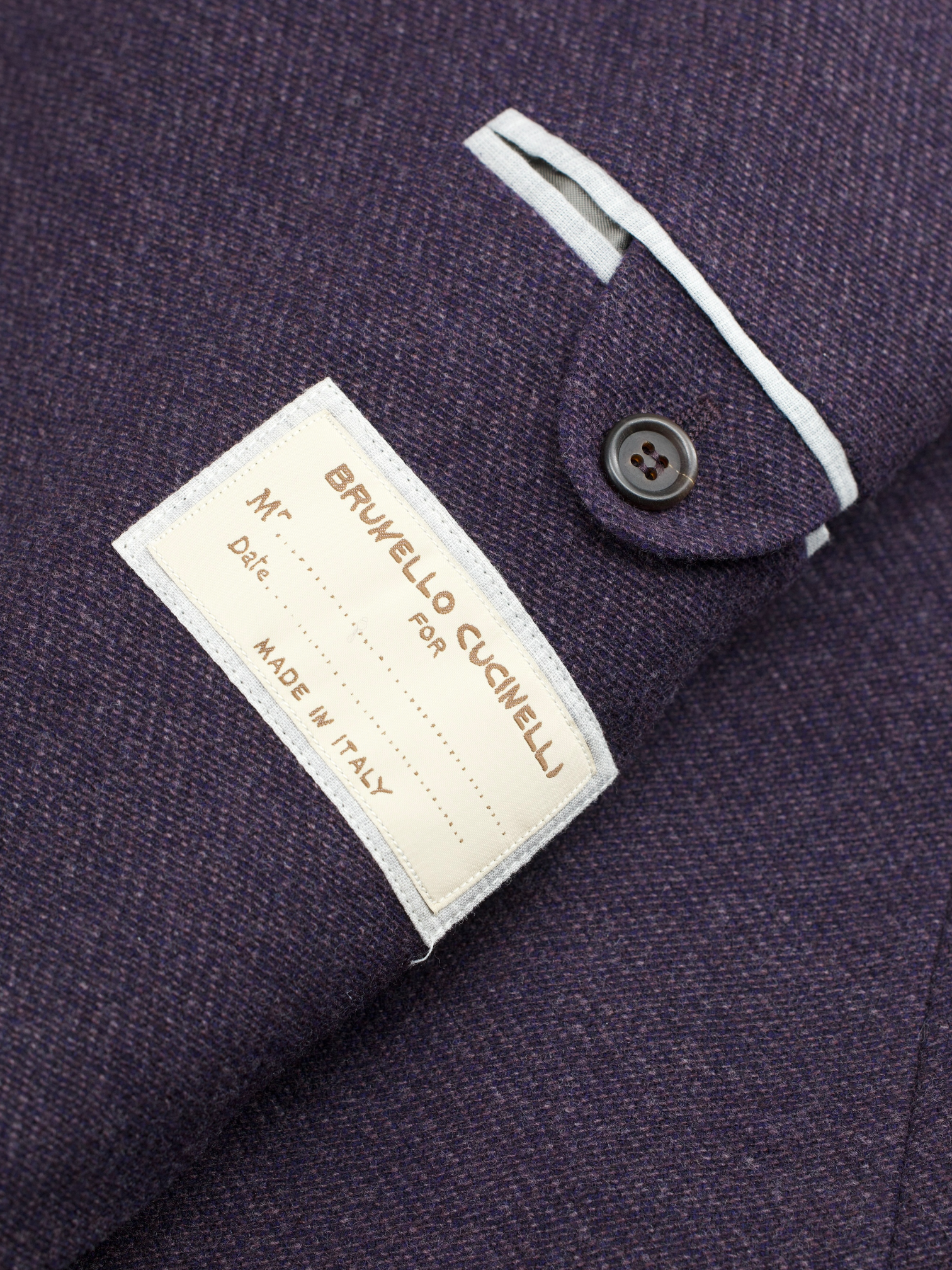 Brunello Cucinelli Aubergine Double Breasted Wool & Silk Micro-Structure Jacket