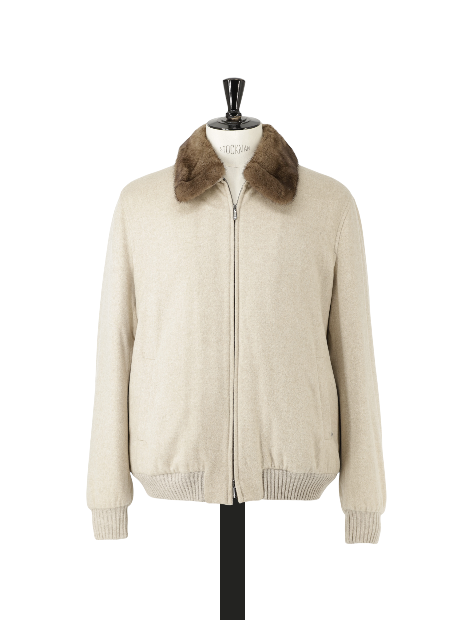 Cesare Attolini Beige Pure Cashmere & Mink Fur Lining Blouson Jacket