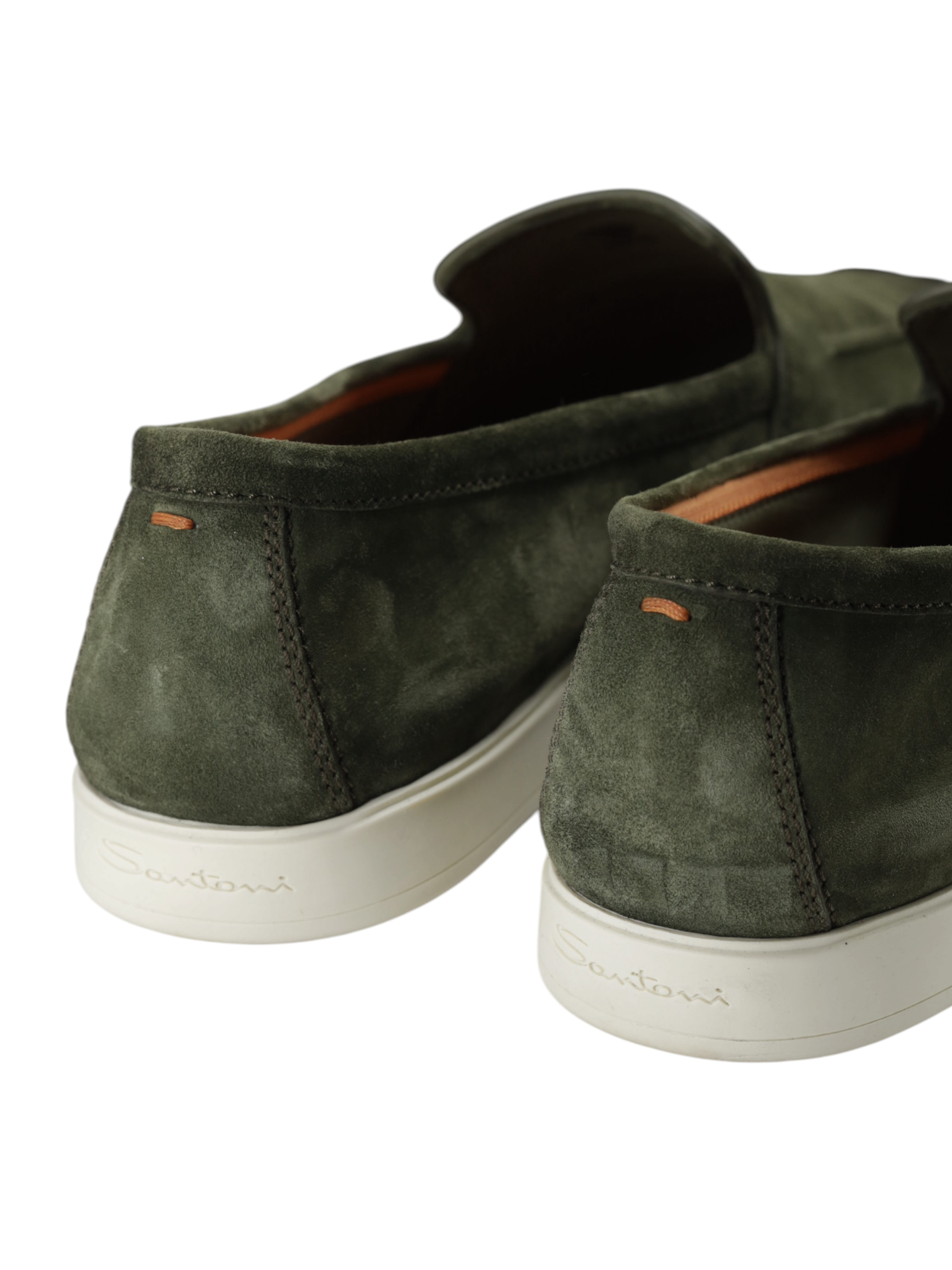 Santoni Olive Green Suede Malibu Loafer