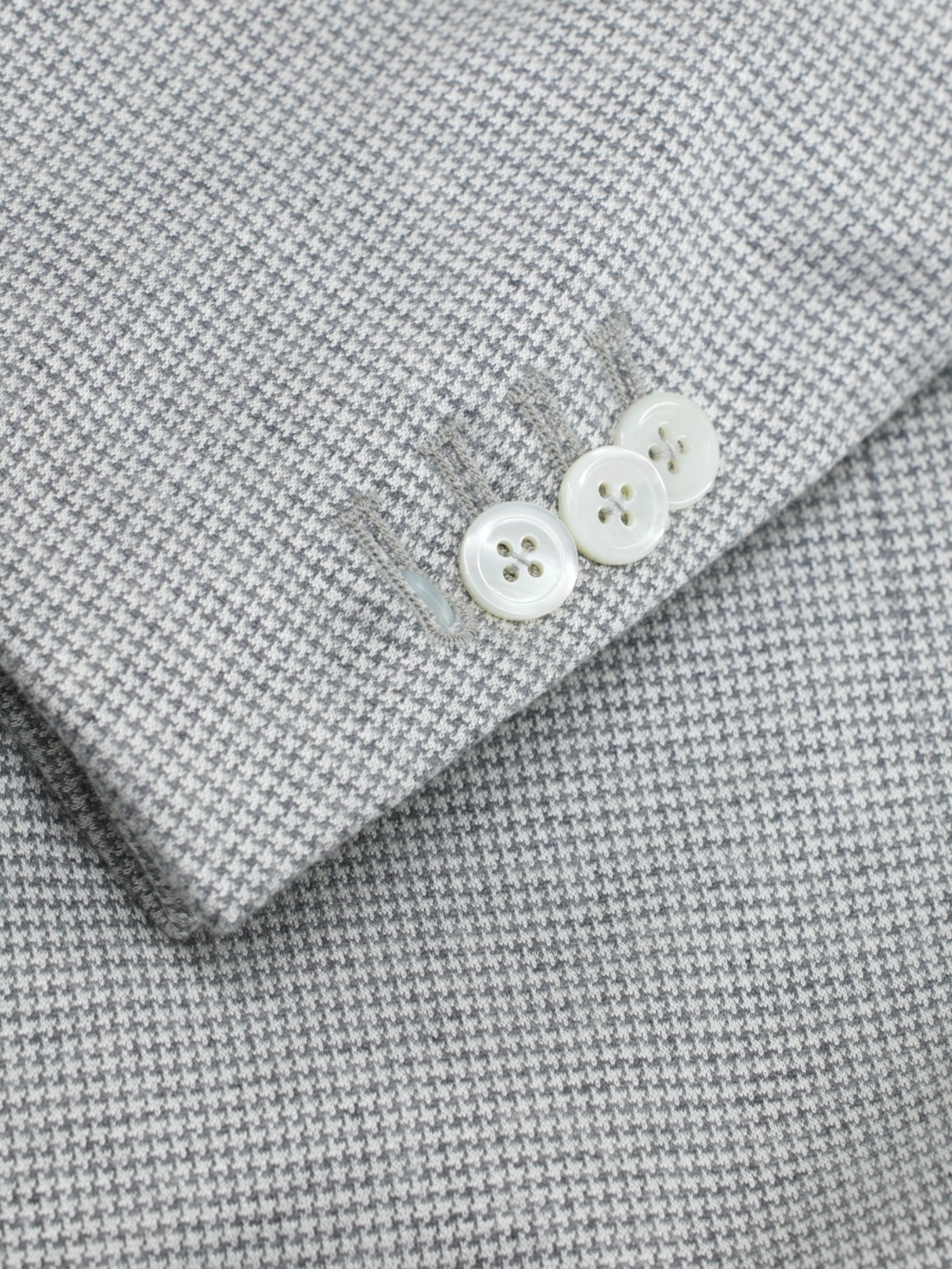 Isaia Light Grey Silk & Cotton "Comfort Project" Puppytooth Jacket