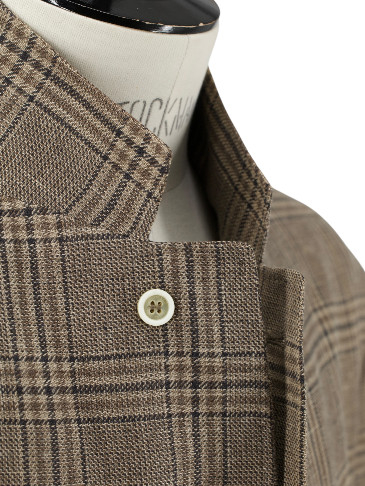 Brunello Cucinelli Light Brown Linen, Wool & Silk Checkered Jacket