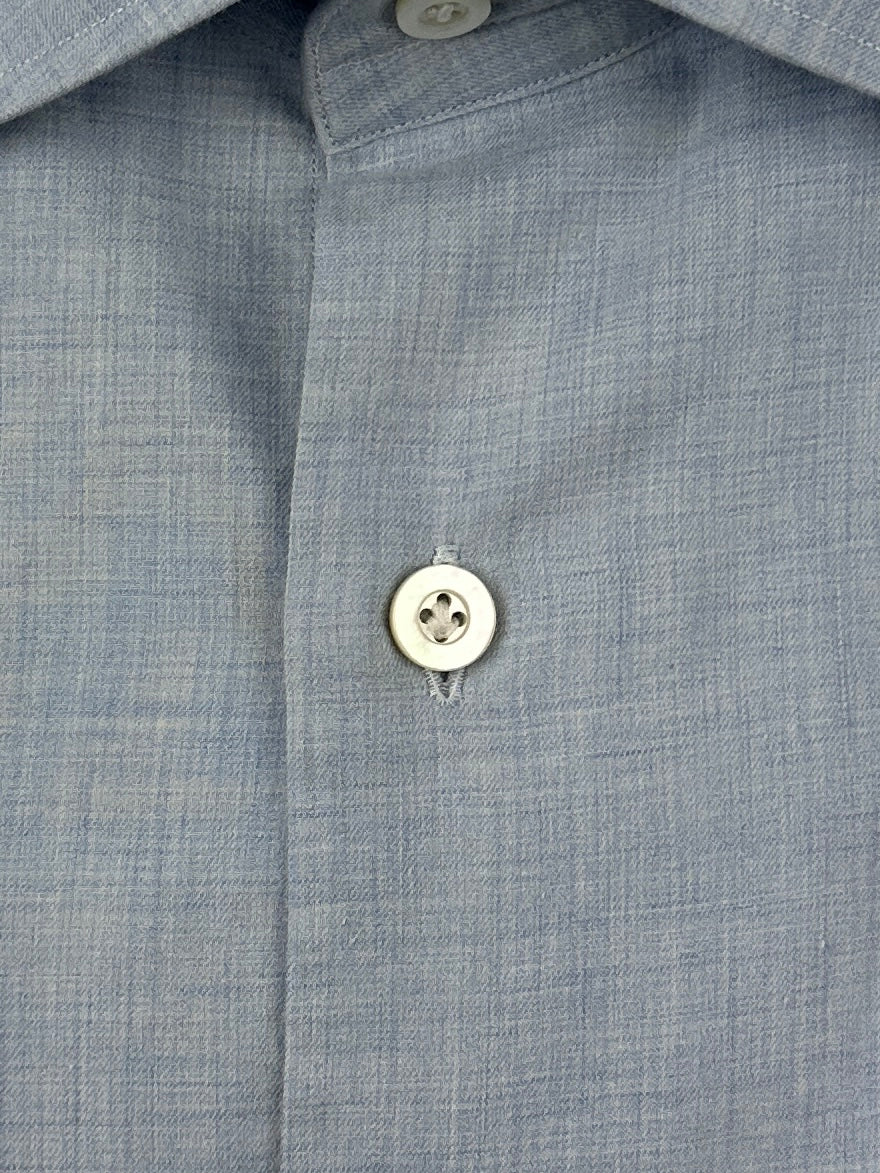Fray Light Blue Cotton Cashmere Flannel Shirt