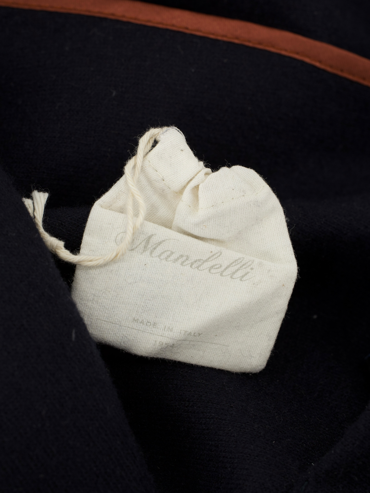 Mandelli Navy Double-Faced Stretch Cashmere & Castorino Fur Collar Overcoat