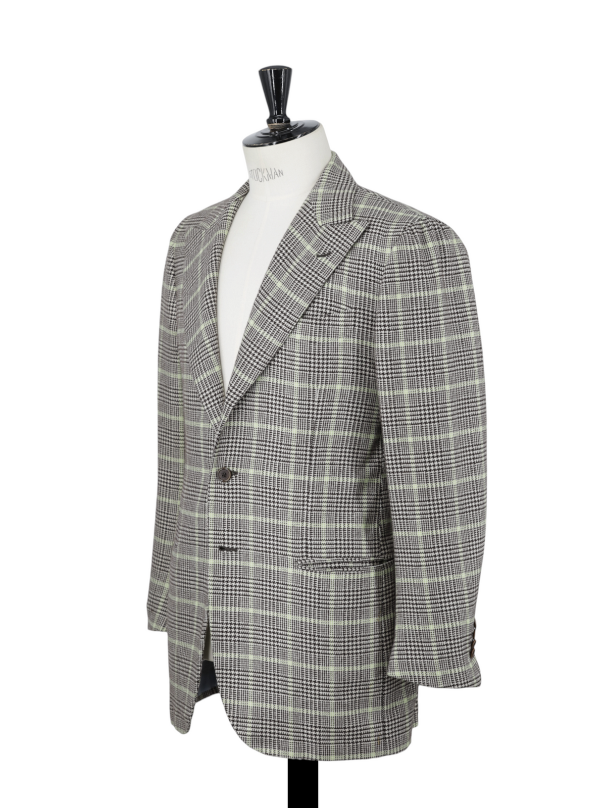 Luigi Borrelli Grey & Light Green Pure Cashmere Prince of Wales Jacket
