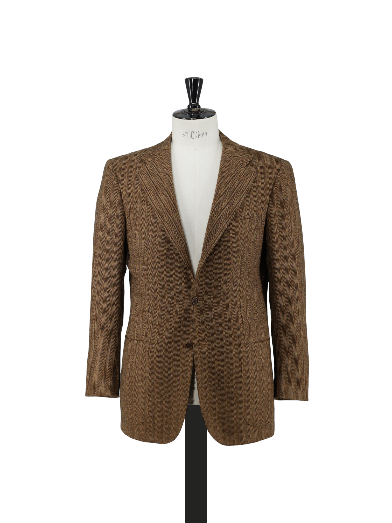Kiton Burnt Orange Cashmere-Tweed Multicolor Herringbone Jacket