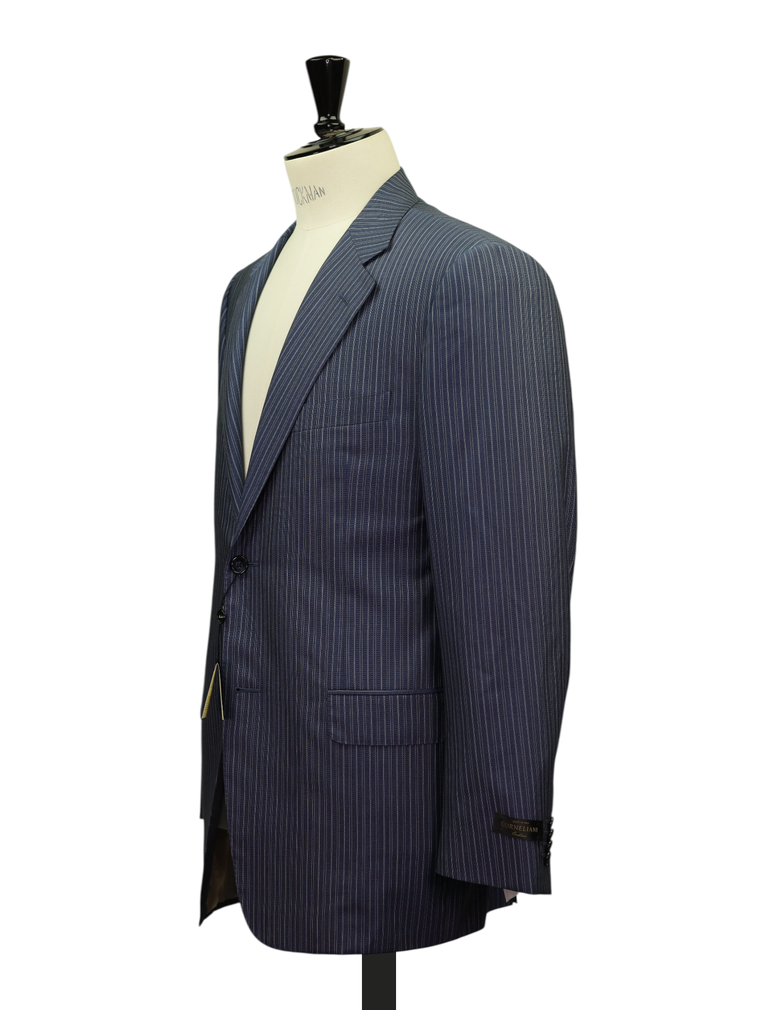 Corneliani Steel Blue Silk & Wool Multi-Pinstripe Suit