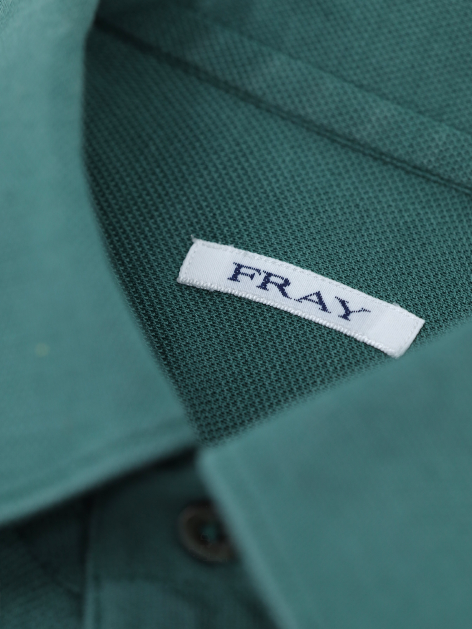 Fray Verdigris Green Piqué-Cotton Button Down Collar Shirt