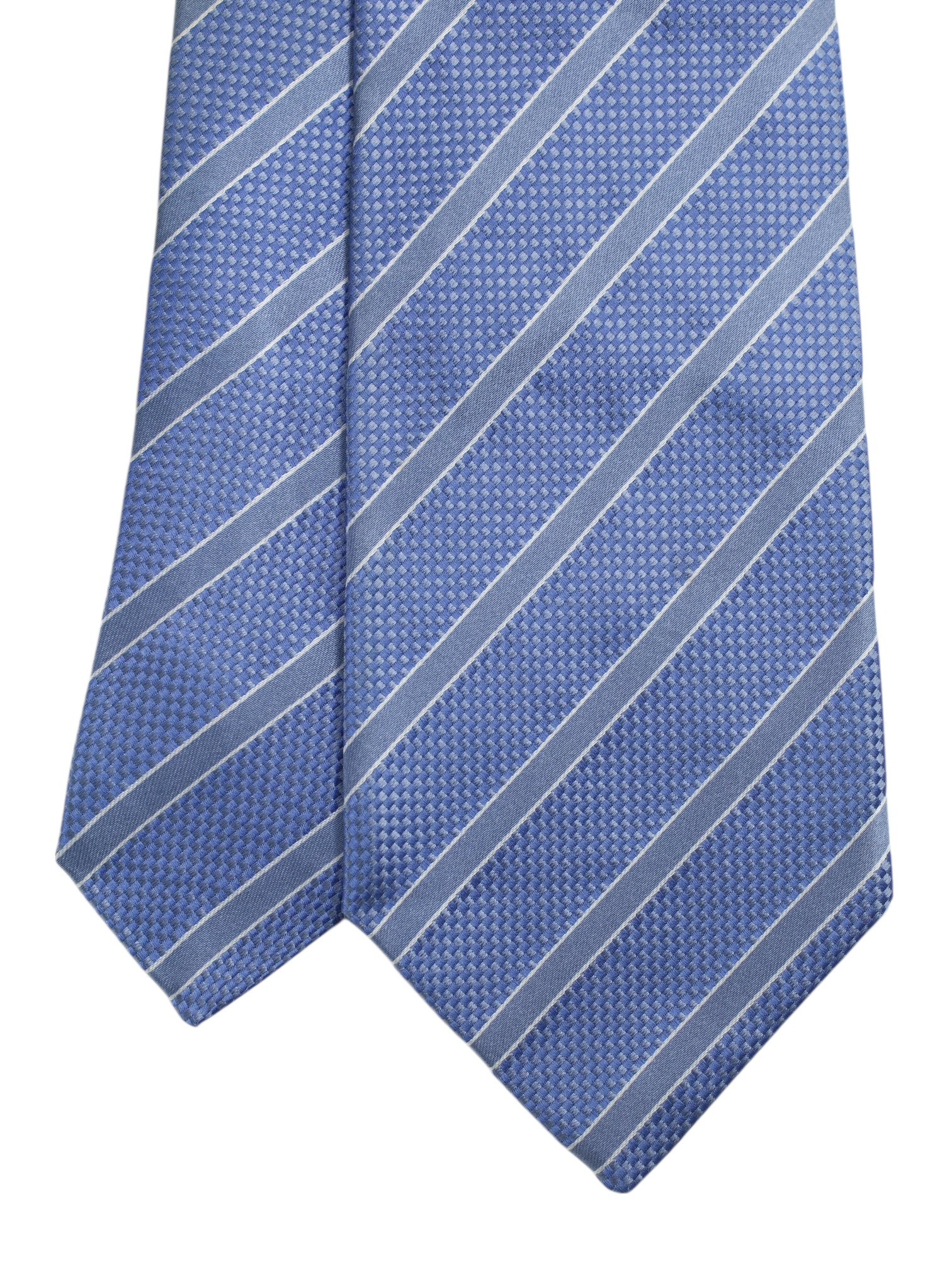 Luigi Borrelli 5-Fold Steel Blue & Grey Stripe & Micro-Pattern Tie
