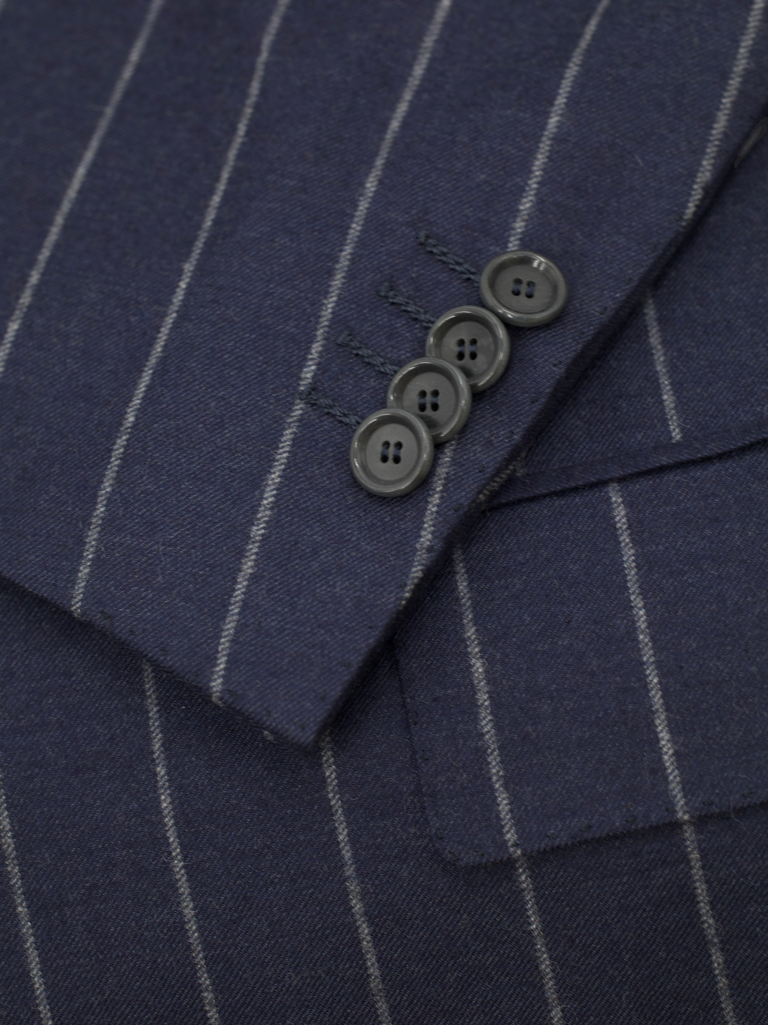 Cesare Attolini Dark Blue 3-Piece Super 150's Flannel Chalkstripe Suit