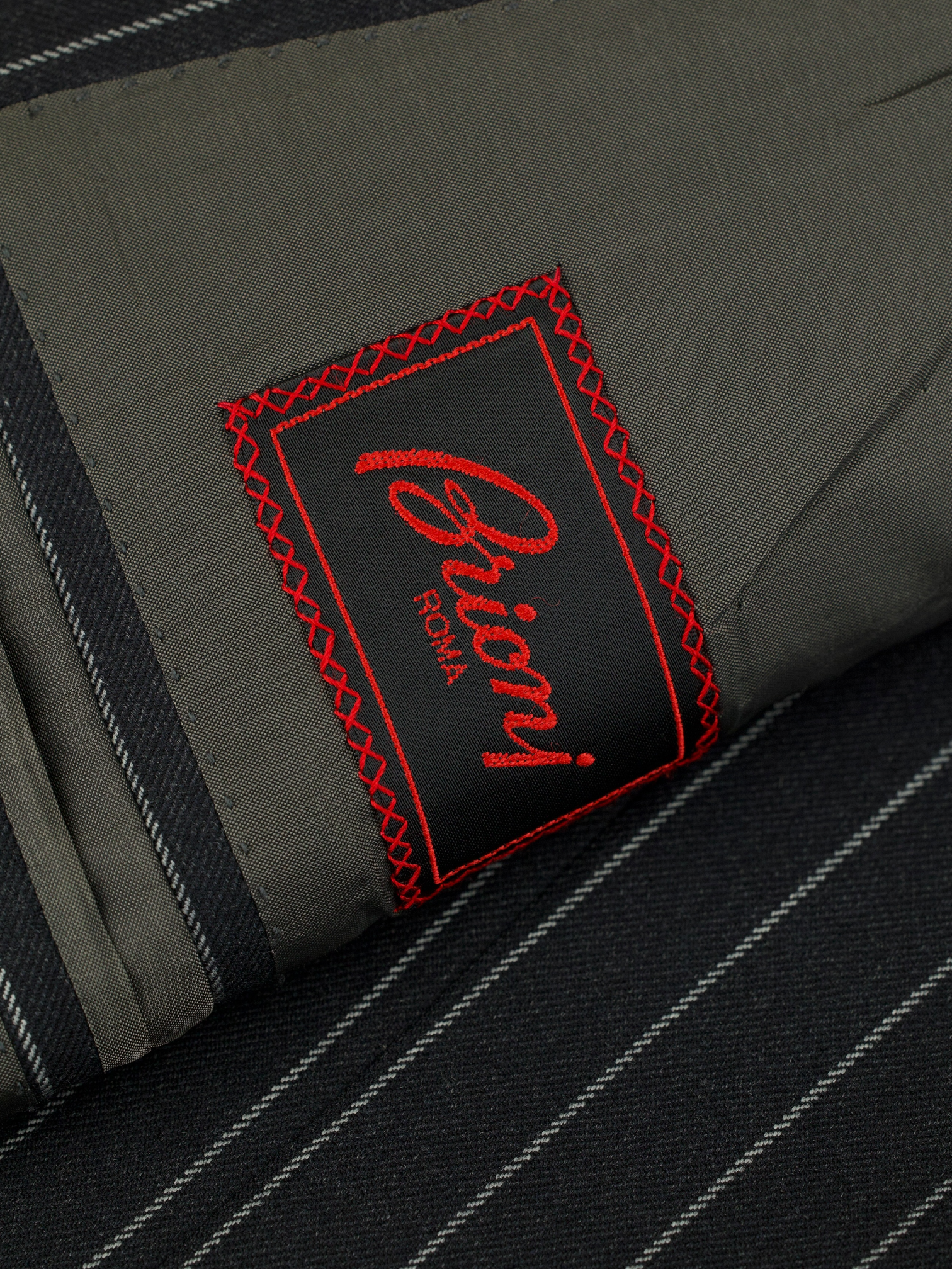 Brioni Dark Grey Gabardine-Wool "Roman Style" Pinstripe Suit