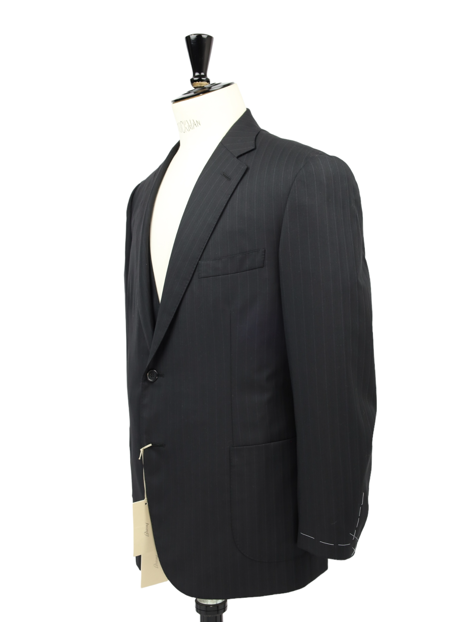 Brioni Black 3-Piece Shadow-Stripe Suit