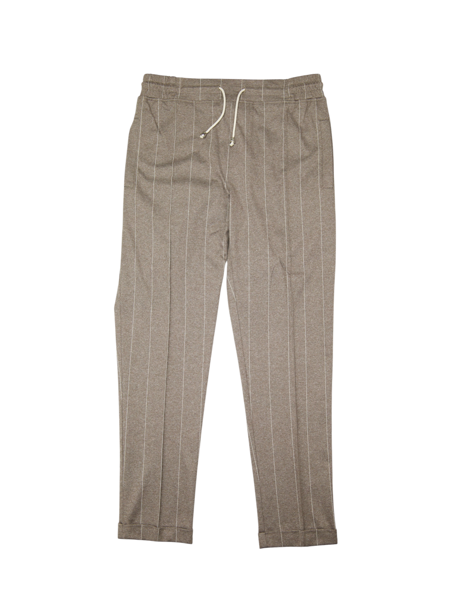 Doriani Cashmere Taupe Pinstripe Drawstring Trousers