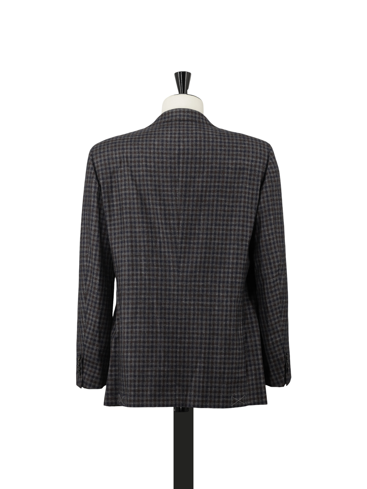 Cesare Attolini Brown & Blue Wool, Silk & Linen Gingham Check Jacket