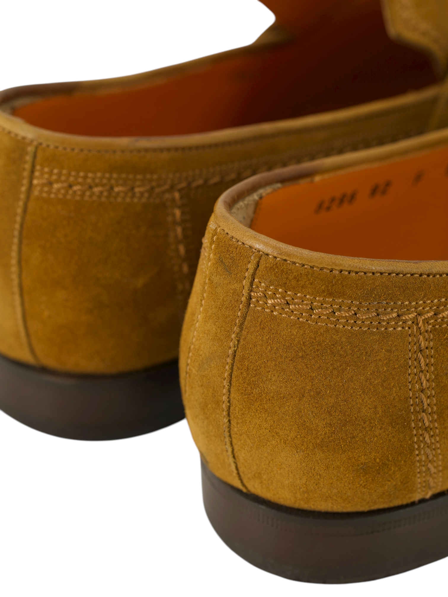 Santoni Caramel Brown Handgrade Suede Strap Loafer