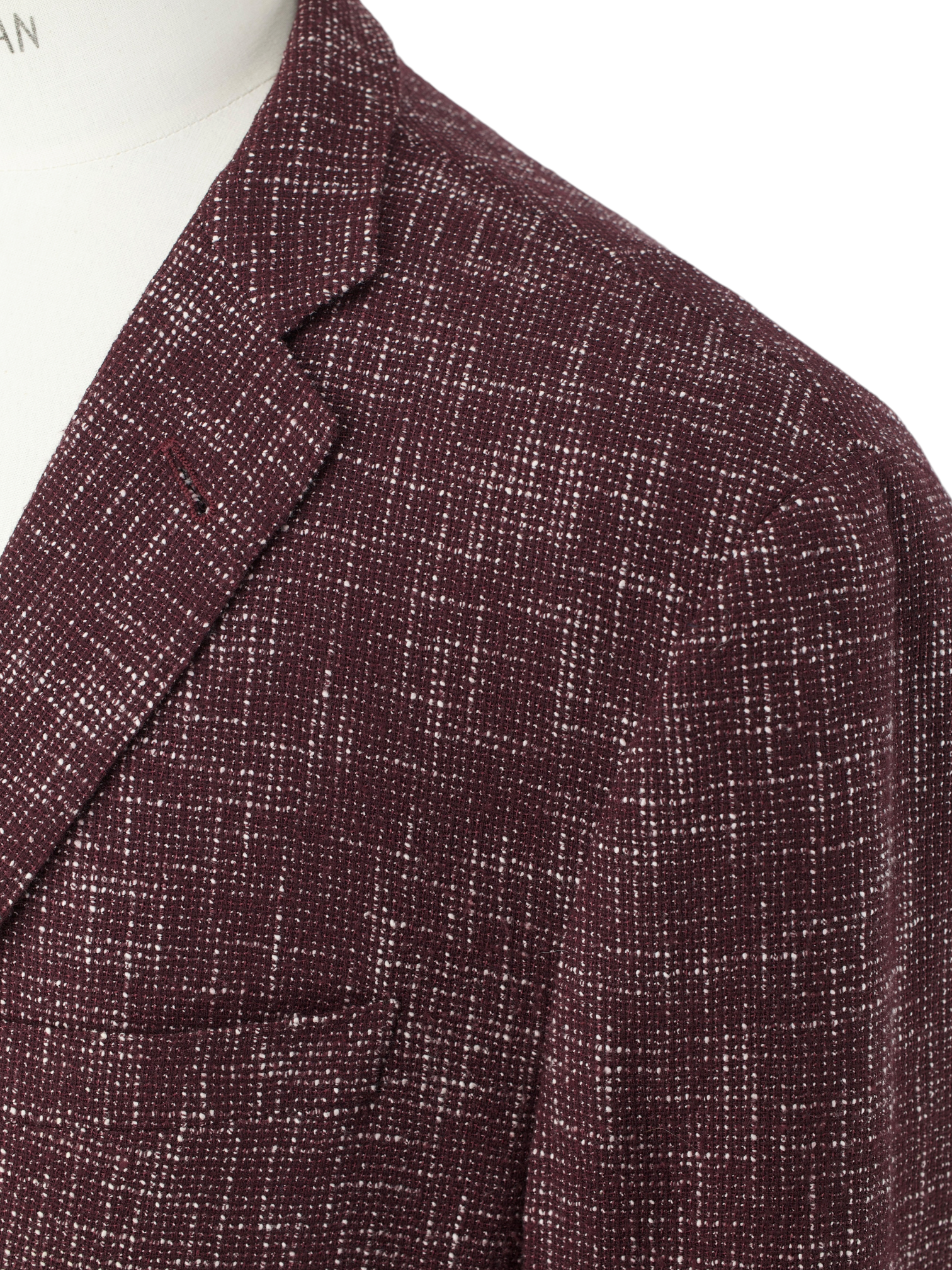 Corneliani Oxblood & White Speckled Wool, Cotton & Stretch "Gate" Jacket