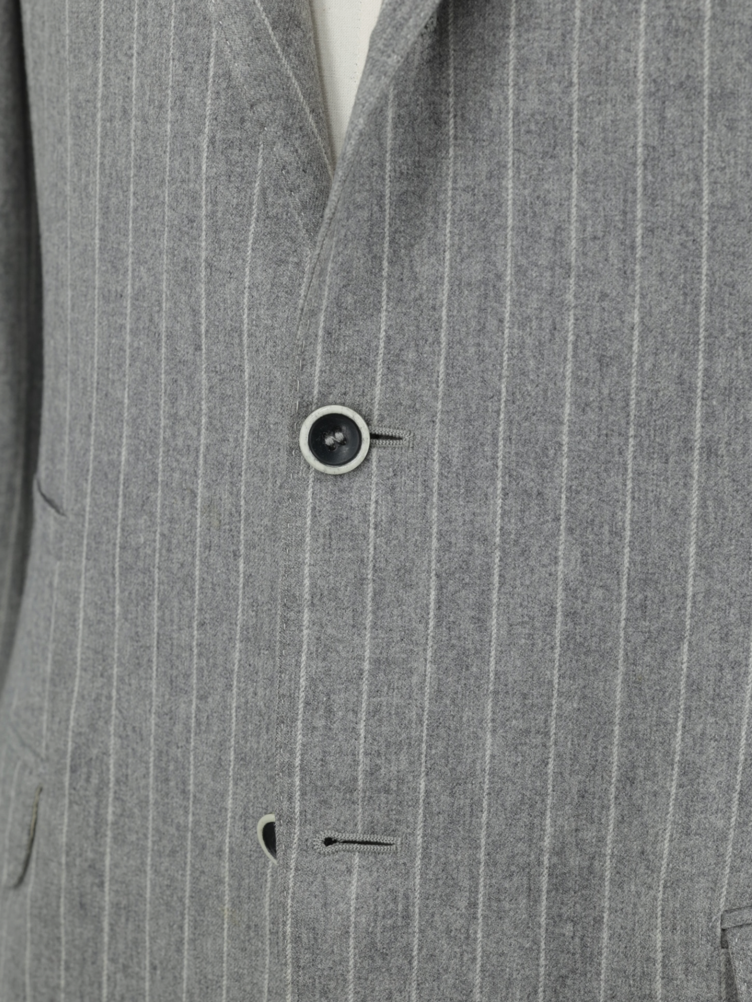 Brunello Cucinelli Grey Wool & Cashmere Elbow-Patch Pinstripe Jacket