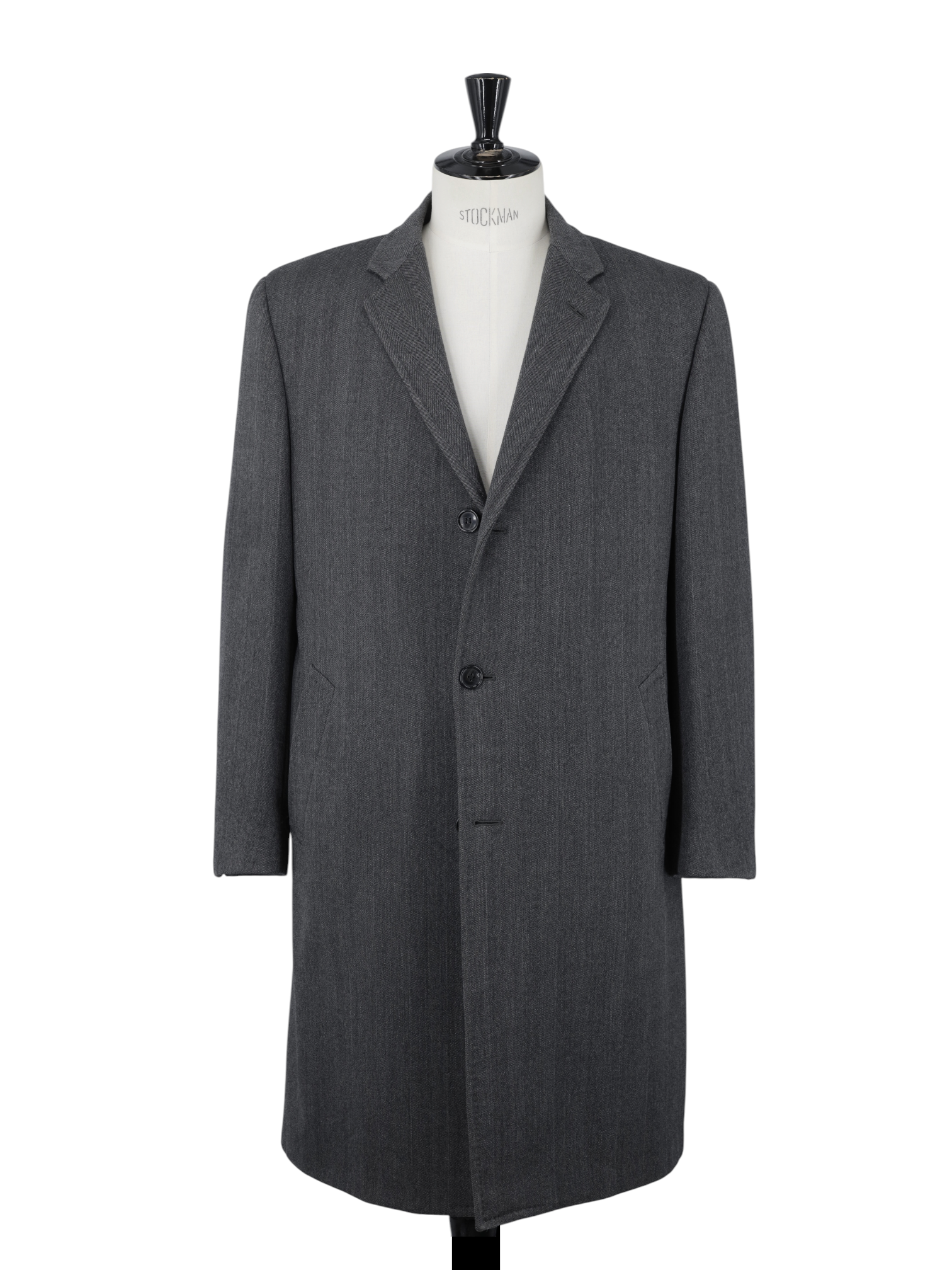 Corneliani Dark Grey Vintage Pure-Wool Herringbone Overcoat