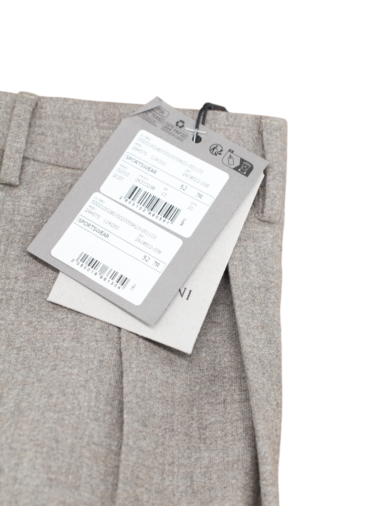 Corneliani Light Brown Wool, Cashmere & Stretch Pleated Trousers