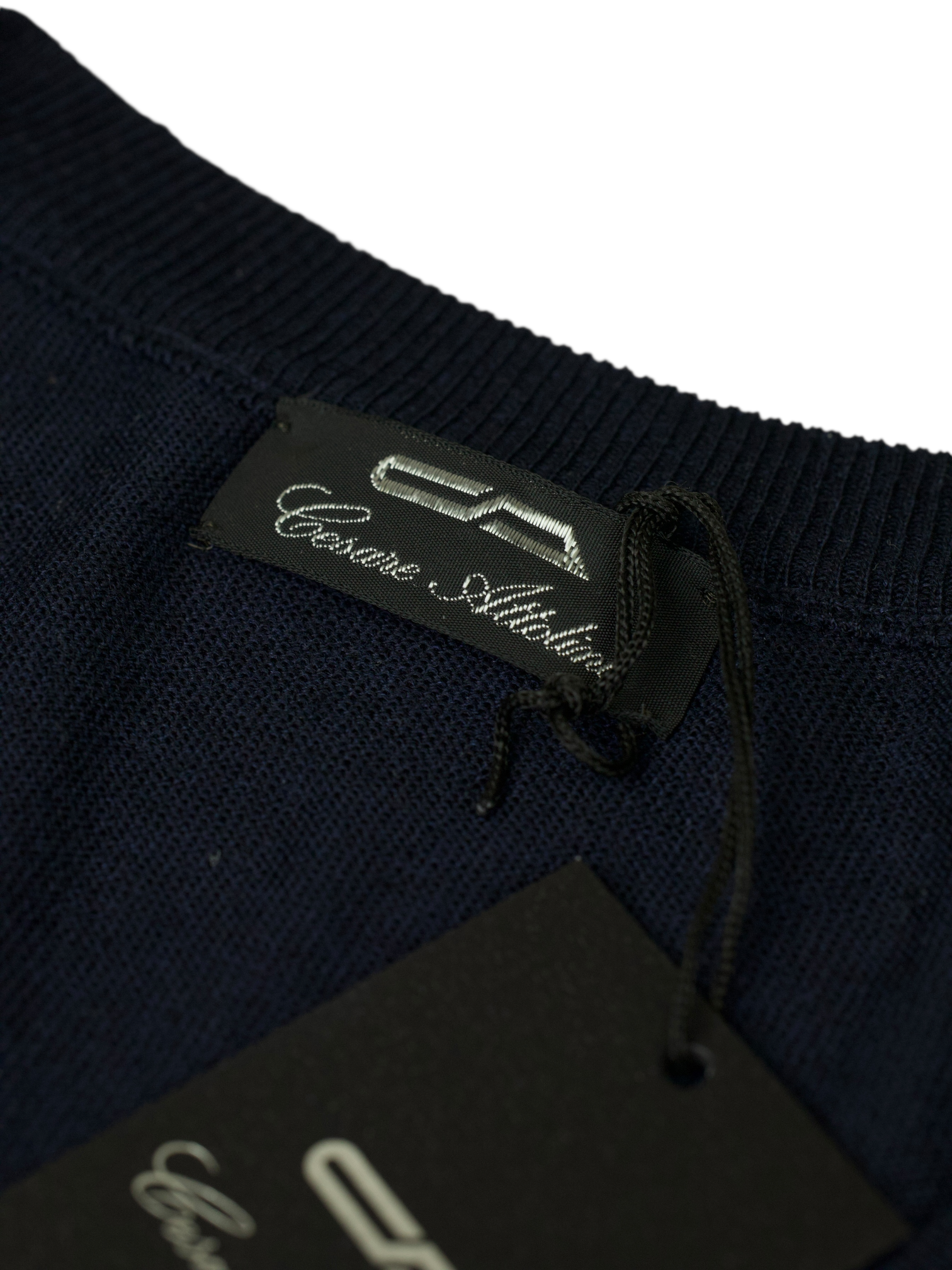 Cesare Attolini Blue Wool & Silk Herringbone V-Neck Sweater