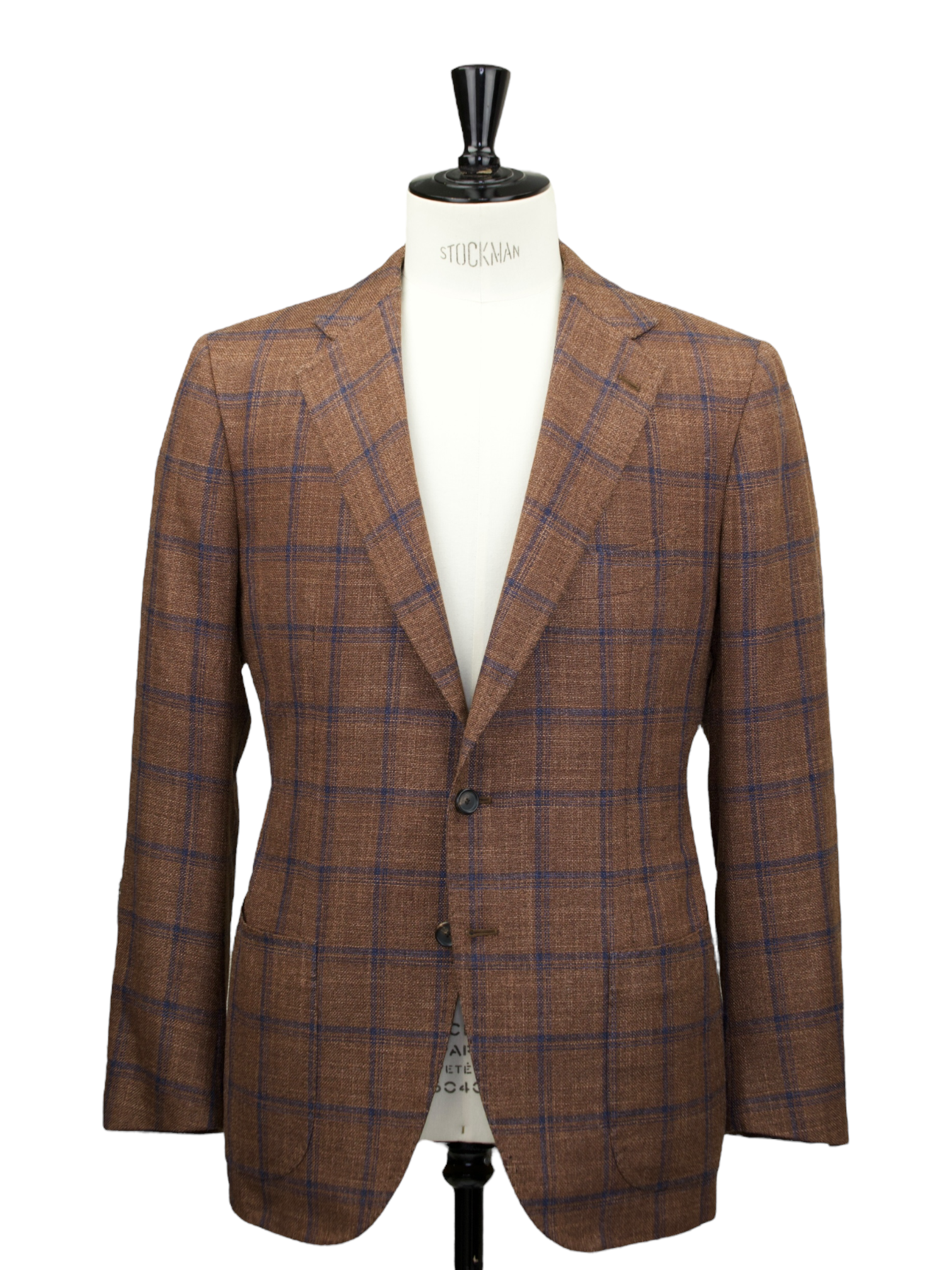 Cesare Attolini Chestnut Brown Wool & Silk Hopsack Windowpane Jacket