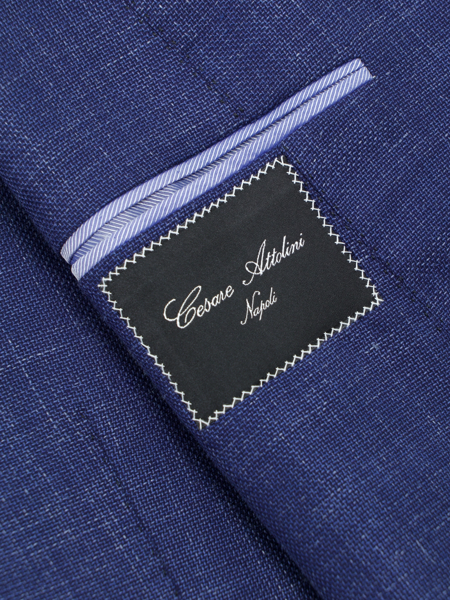 Cesare Attolini Blue Wool, Silk & Linen Hopsack Jacket
