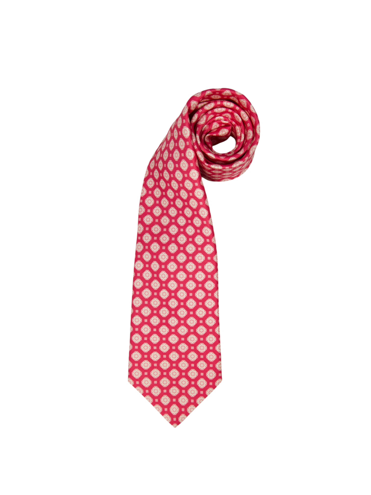 Kiton 5-Fold Pink & Yellow Floral Silk Tie