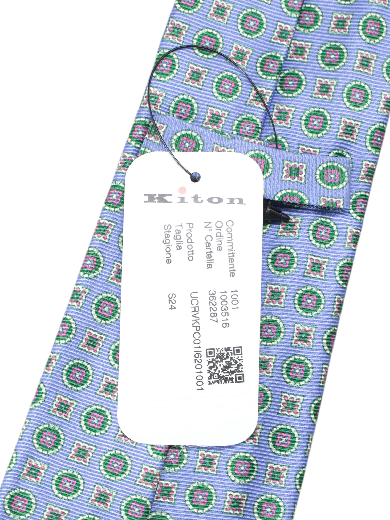 Kiton 5-Fold Light Blue & Multicolor Geometric Tie