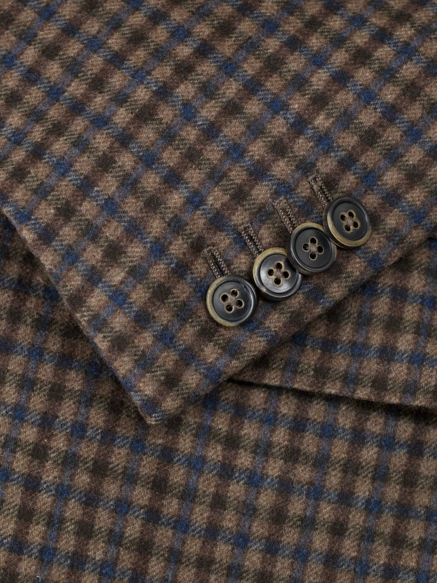 Ermenegildo Zegna Brown & Teal Wool & Trofeo-Cashmere Checkered Mila Jacket