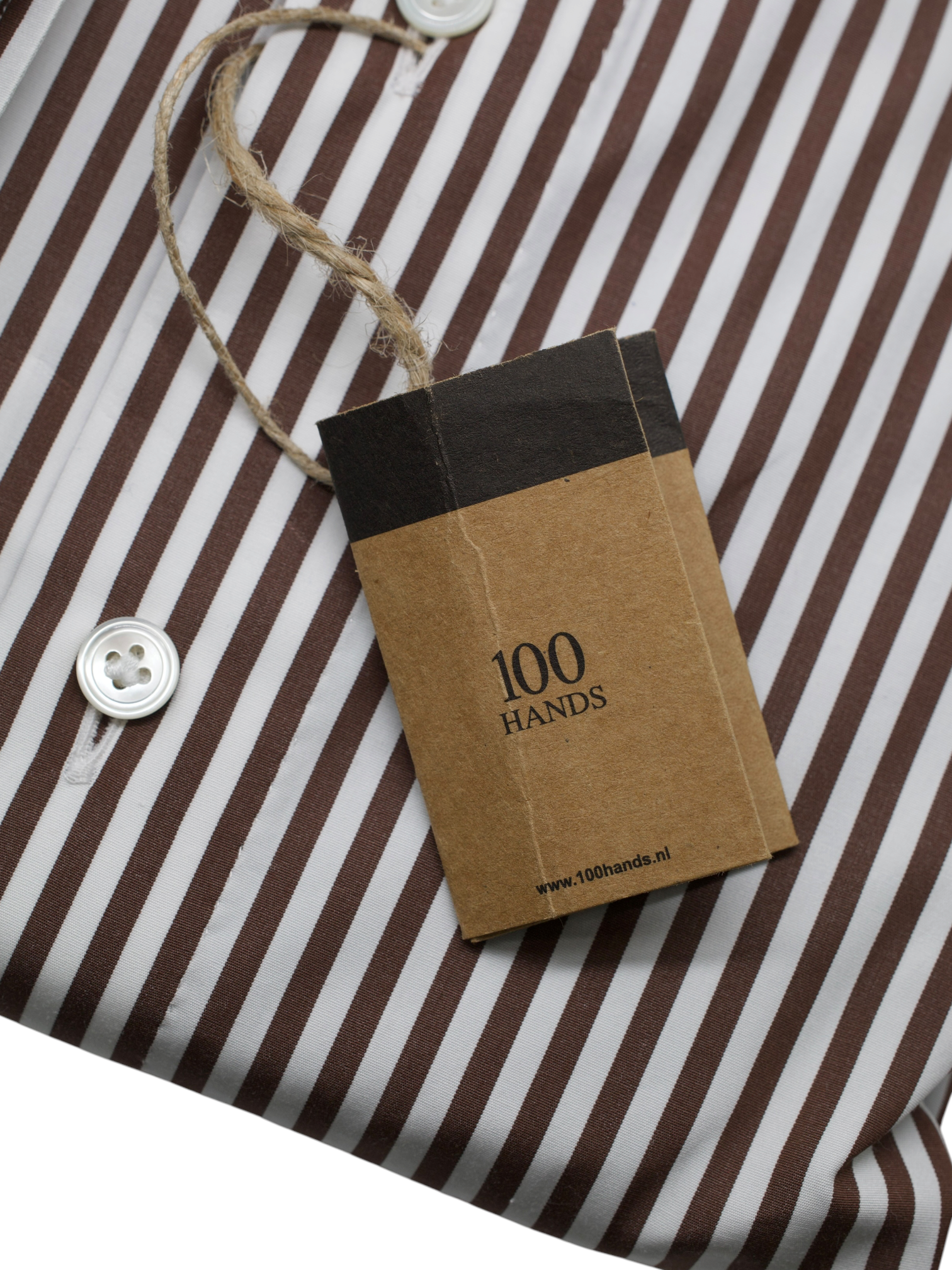100 Hands White & Castagne Brown Bengal-Stripe Shirt