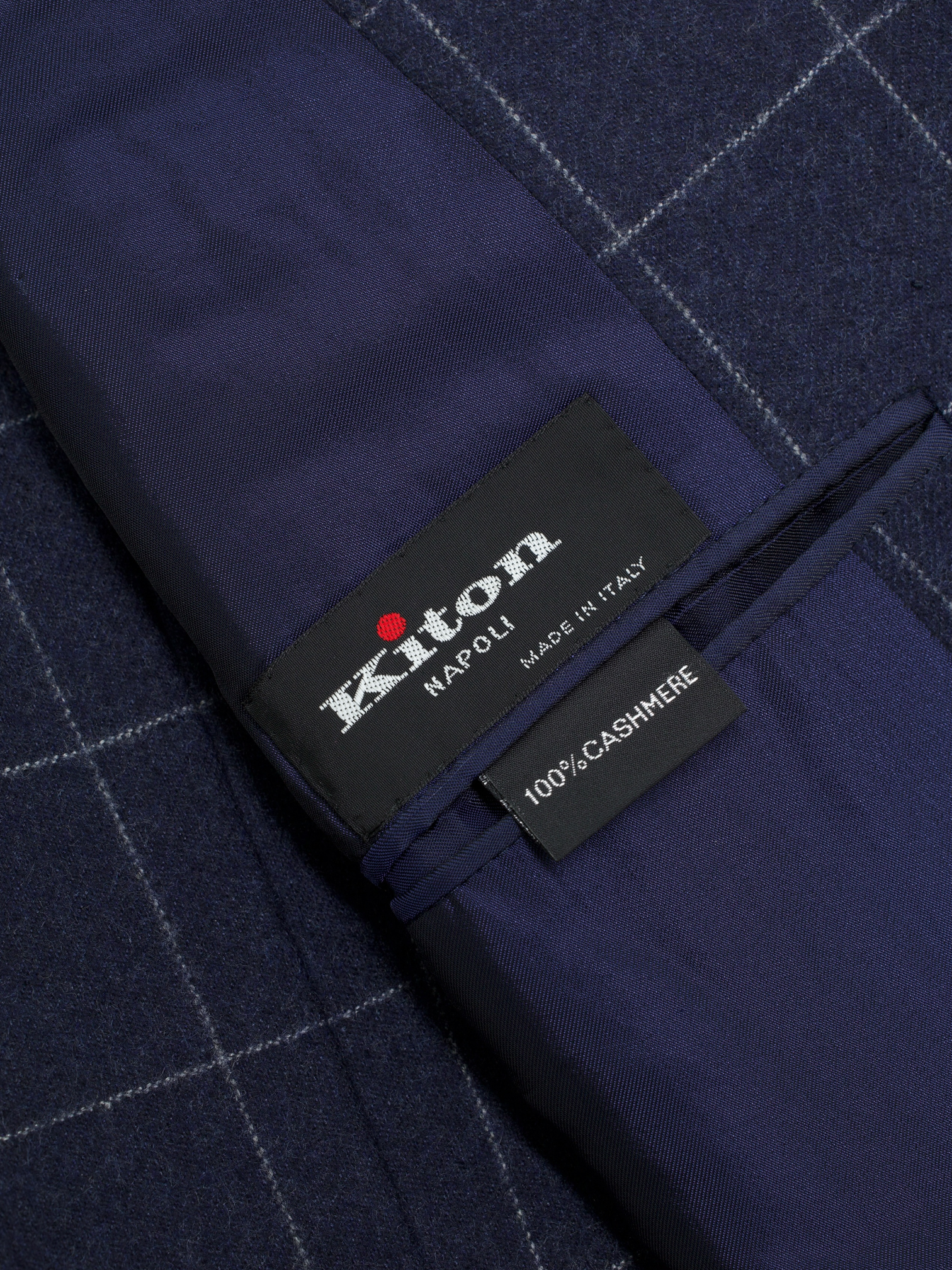 Kiton Navy Pure Plushy-Cashmere Windowpane Sartorial Winter Suit