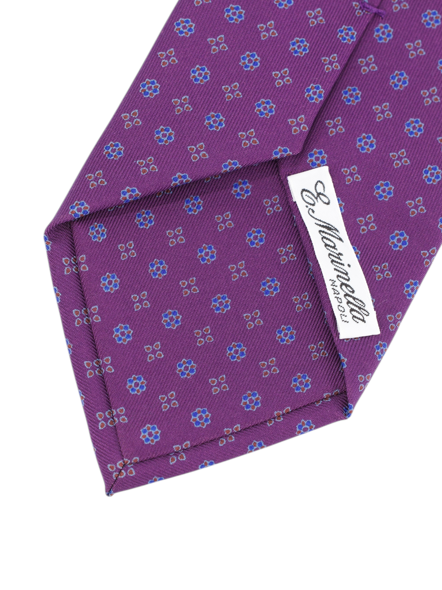 E.Marinella Purple & Red Silk Geometric Tie