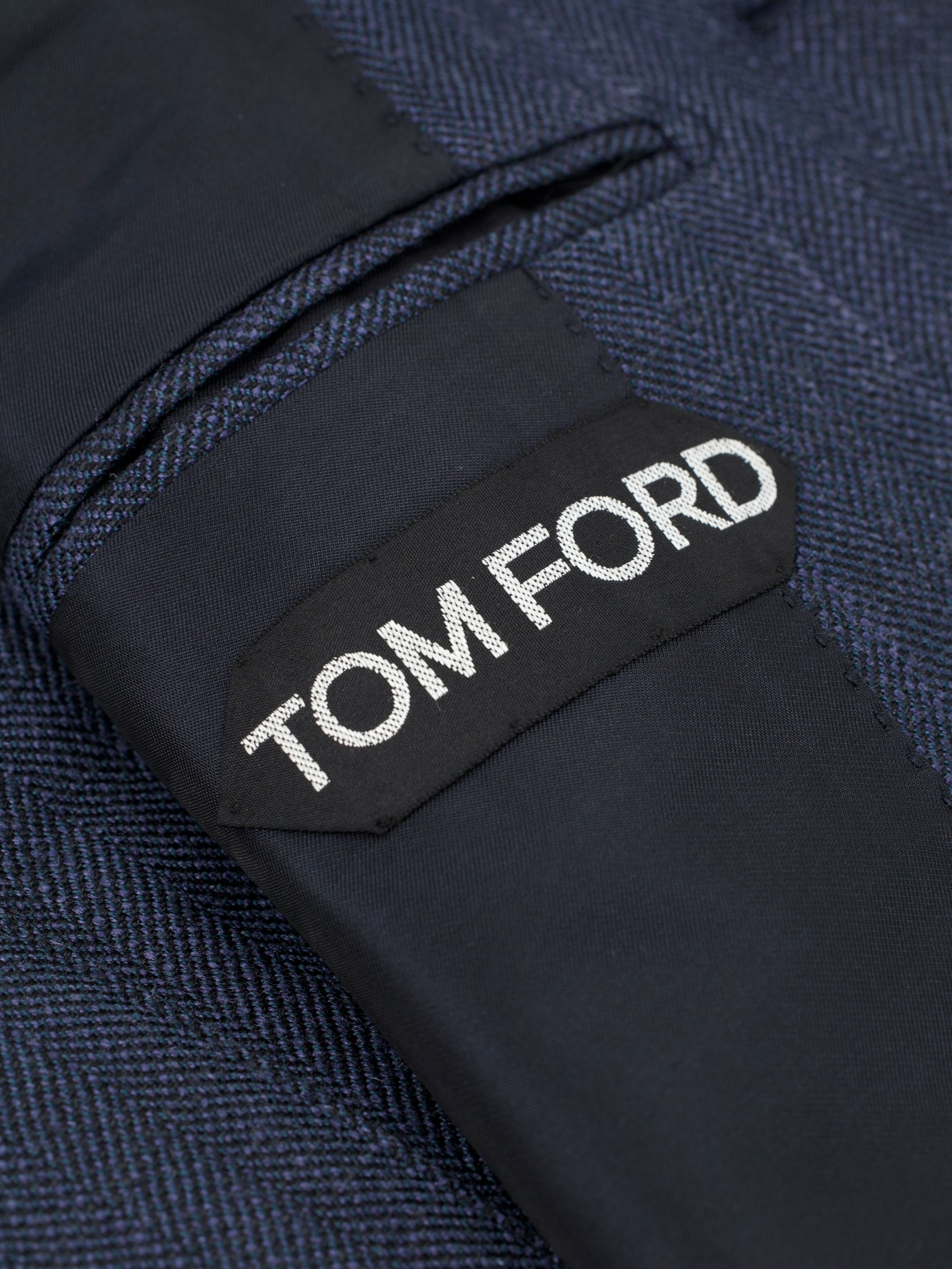 Tom Ford Blue Silk & Mohair Herringbone Spencer Jacket