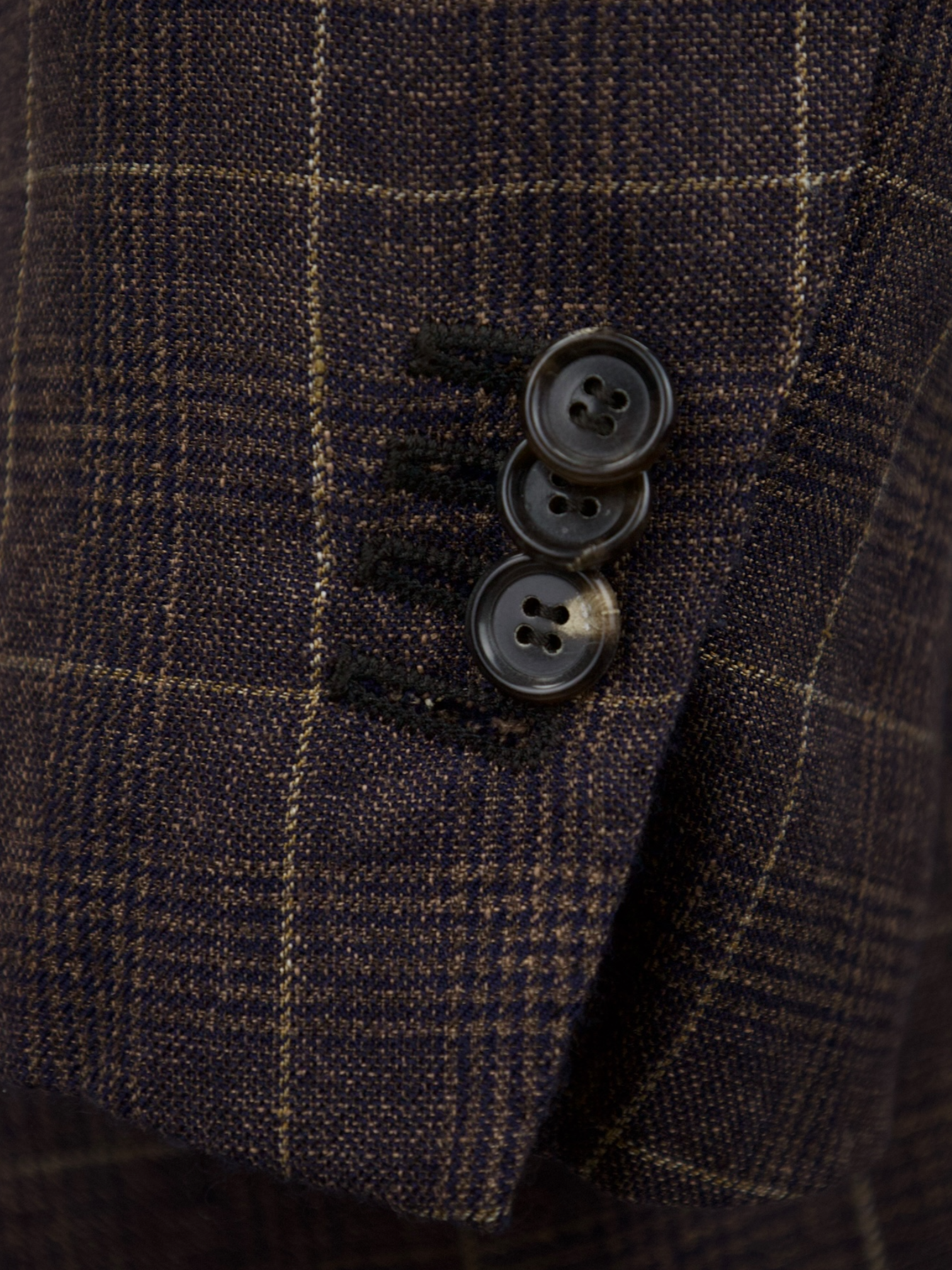 Caruso Brown Linen, Cashmere & Silk Prince of Wales Jacket