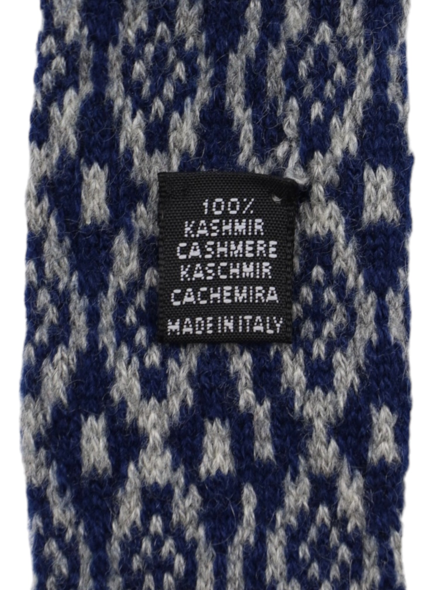 Kiton Blue & Light Grey Floral Knitted Cashmere Tie