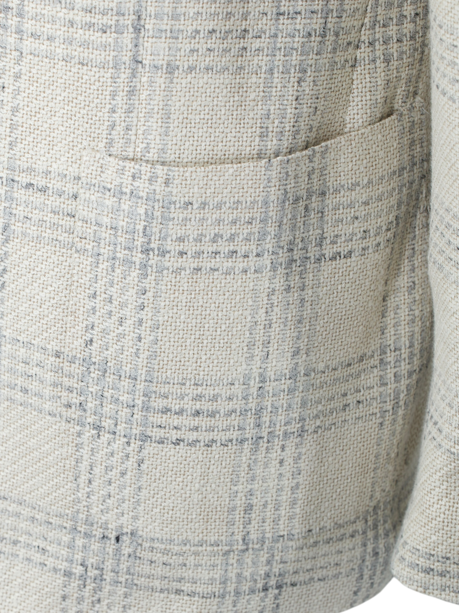 Lardini Greige & Light Grey Silk, Linen & Cotton Checkered Jacket