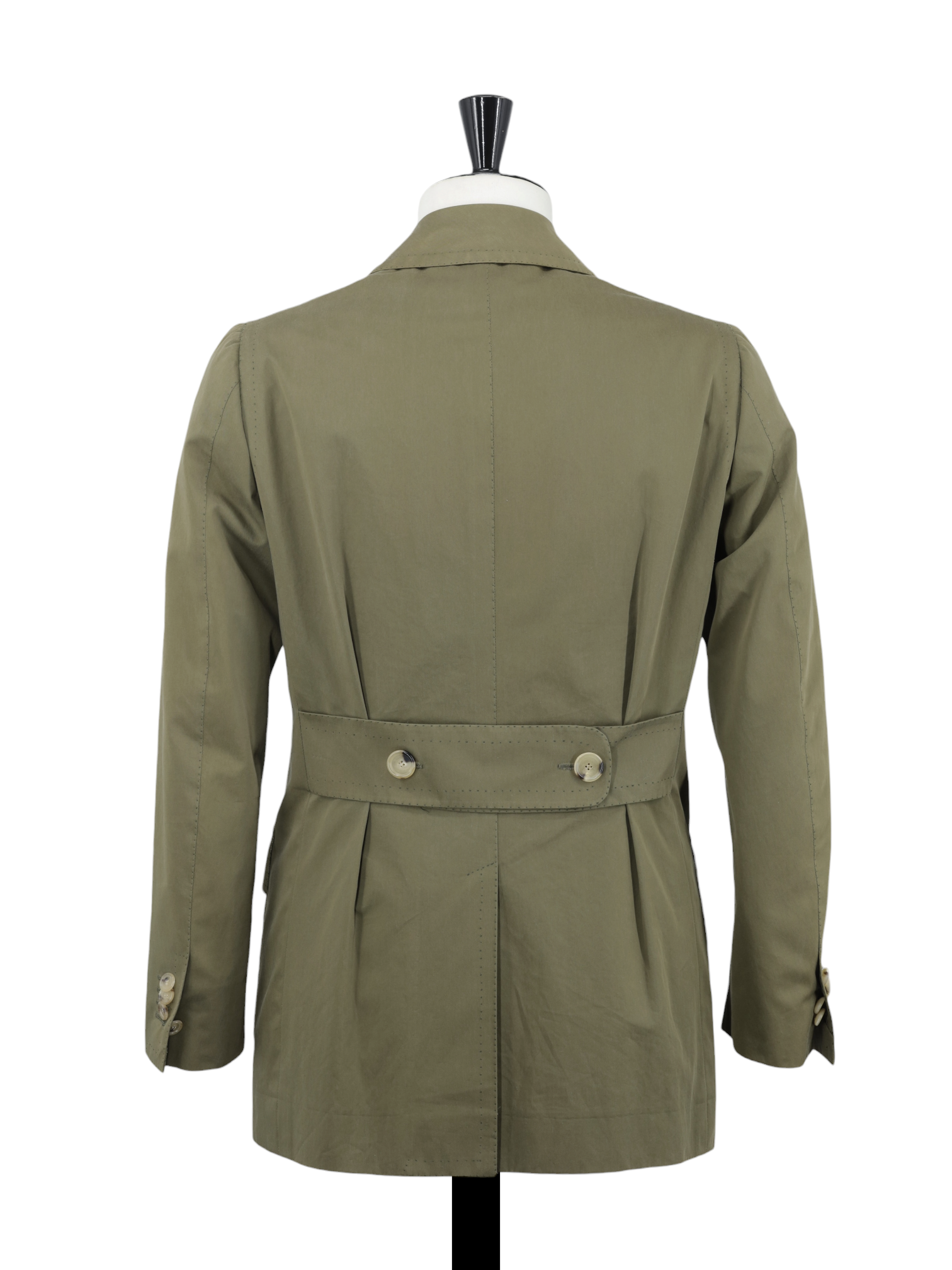 Cesare Attolini Olive Green Pure-Cotton Sartorial Caban Peacoat