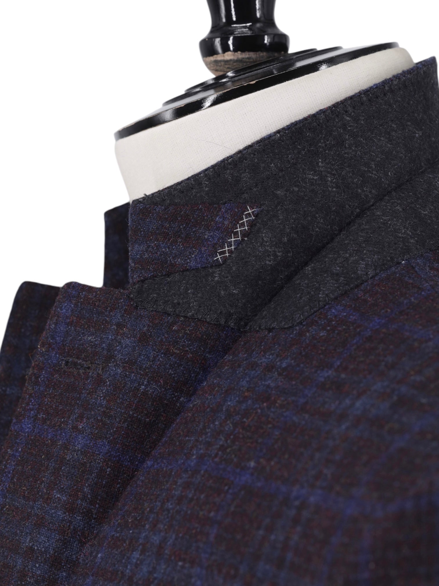Ermenegildo Zegna Burgundy & Royal Blue Wool, Alpaca & Cashmere "Trofeo Tweed" Milano Easy Jacket