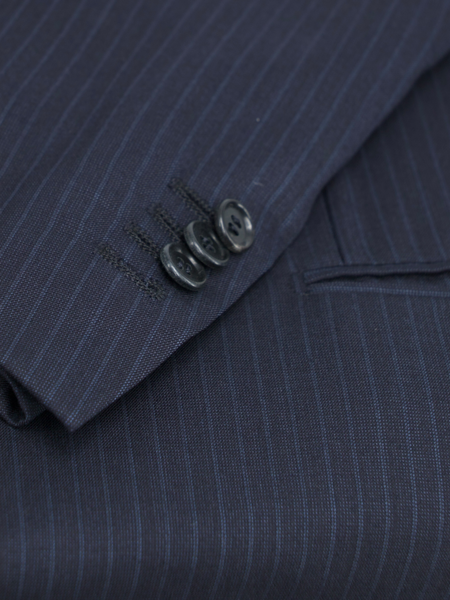 Caruso Navy Wool & Silk Pinstripe Lungo Suit