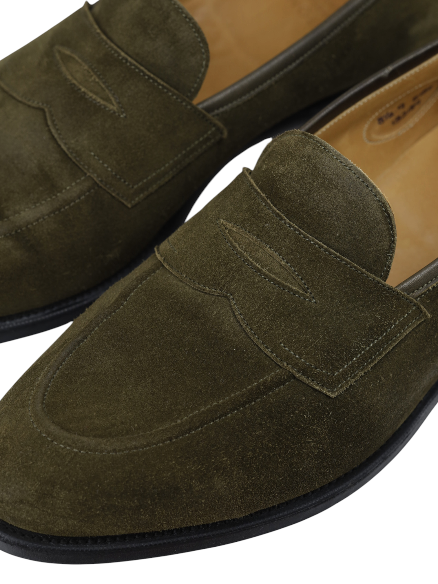 Edward Green Army Green Suede Piccadilly "E184" Penny Loafer